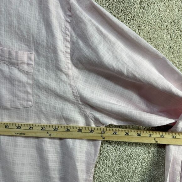 Tommy Bahama Shirt Men's XXL Pink Textured Plaid Pocket Long Sleeve Linen Blend - Picture 11 of 12